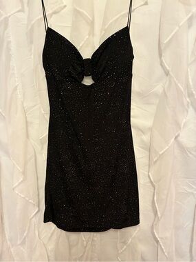 B. Smart Black Sparkle Mini Dress with Twist Front